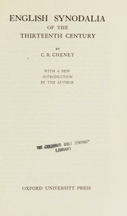 Cover of: English synodalia of the thirteenth century