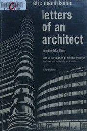 Cover of: Eric Mendelsohn: letters of an architect