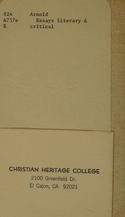 Cover of: Essays literary & critical, (Everyman's library. Essays. [no. 115])