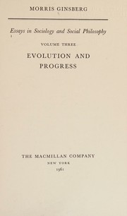 Cover of: Evolution and progress (His Essays in sociology and social philosophy)