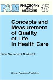 Cover of: Concepts and measurement of quality of life in health care