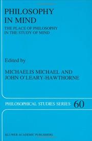 Cover of: Philosophy in mind: the place of philosophy in the study of mind