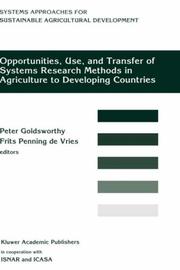 Cover of: Opportunities, use, and transfer of systems research methods in agriculture to developing countries | International Workshop on Systems Research Methods in Agriculture in Developing Countries (1993 Hague, Netherland)