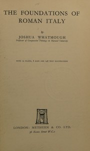 Cover of: The foundations of Roman Italy