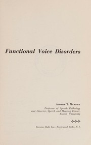 Cover of Functional voice disorders by albert t. murphy