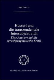 Cover of: Husserl und die transzendentale Intersubjektivität: eine Antwort auf die sprachpragmatische Kritik