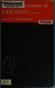 Cover of: The Governments of Germany by Arnold J. Heidenheimer, Arnold J. Heidenheimer