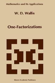 Cover of: One-factorizations by W. D. Wallis