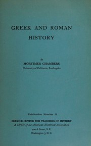 Cover of: Greek and Roman history