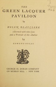 Cover of: THE GREEN LACQUER PAVILION