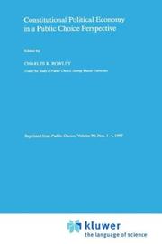 Cover of: Constitutional political economy in a Public choice perspective