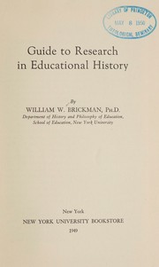 Cover of: Guide to research in educational history.