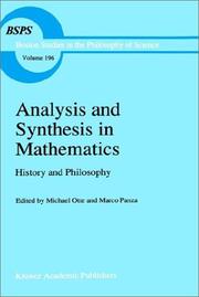 Cover of: Analysis and synthesis in mathematics by edited by Michael Otte and Marco Panza.