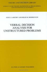 Cover of: Verbal decision analysis for unstructured problems