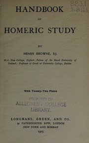 Cover of: Handbook of Homeric Study.