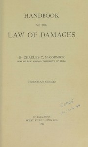 Cover of: Handbook on the law of damages