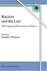 Cover of: Racism and the Law - The Legacy and Lessons of Plessy