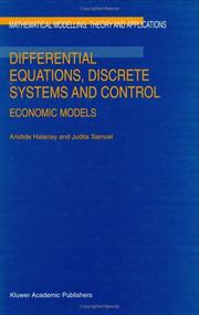 Cover of: Differential equations, discrete systems, and control: economic models