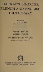Cover of: Harrap's Shorter French and English Dictionary Part One (Volume one) by J.F. Mansion, J.F. Mansion
