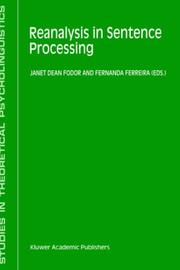 Cover of: Reanalysis in sentence processing by edited by Janet Dean Fodor and Fernanda Ferreira.
