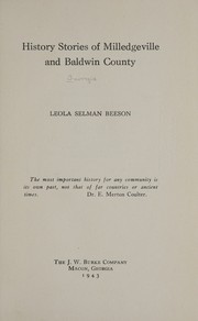 Cover of: History stories of Milledgeville and Baldwin county