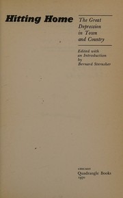 Cover of: Hitting home: the Great Depression in town and country.