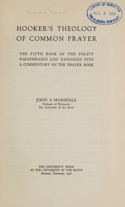 Cover of: Hooker's theology of common prayer by Richard Hooker, Richard Hooker