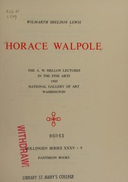 Cover of: Horace Walpole - The A. W. Mellon Lectures in the Fine Arts: Bollingen Series XXXV.9