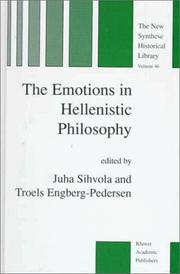 Cover of: The emotions in Hellenistic philosophy