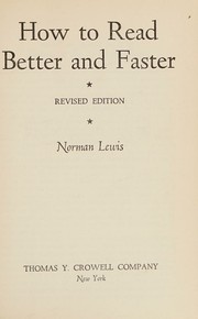 Cover of: How to Read Better and Faster [Revised Edition]