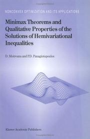 Cover of: Minimax theorems and qualitative properties of the solutions of hemivariational inequalities