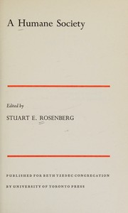 Front cover of A humane society by Stuart E. Rosenberg