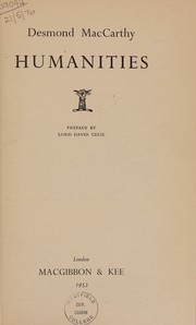 Cover of: Humanities. Pref. by Lord David Cecil.