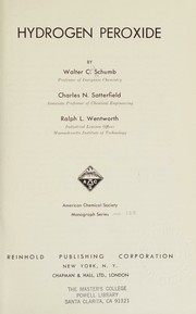Cover of Hydrogen peroxide by walter c. schumb