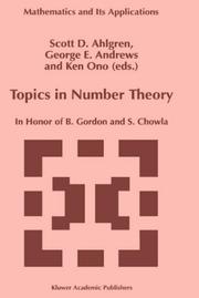 Cover of: Topics in Number Theory: In Honor of B. Gordon and S. Chowla (Mathematics and Its Applications)