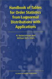 Cover of: Handbook of tables for order statistics from lognormal distributions with applications