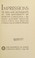 Cover of: Impressions of men and movements at the University of North Carolina.