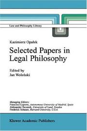 Cover of: Selected papers in legal philosophy