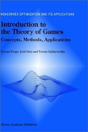 Cover of: Introduction to the Theory of Games by Ferenc Forgó, Jeno Szép, F. Szidarovszky