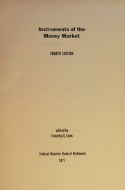 Cover of: Instruments of the Money Market