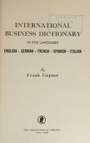 Cover of: International Business Dictionary in Five Languages