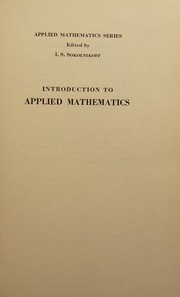 Cover of: Introduction to applied mathematics. by Francis D. Murnaghan, Francis D. Murnaghan