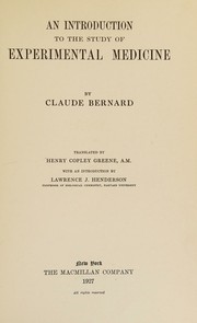 Cover of: An introduction to the study of experimental medicine,