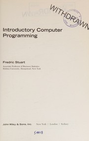 Cover of: Introductory Computer Programming