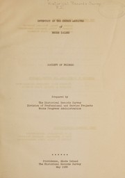 Cover of: Inventory of the church archives of Rhode Island. by Historical records survey. Rhode Island., Historical records survey. Rhode Island.
