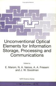 Cover of: Unconventional Optical Elements for Information Storage, (NATO SCIENCE PARTNERSHIP SUB-SERIES: 3: High Technology Volume 75)