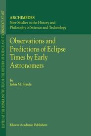 Cover of: Observations and Predictions of Eclipse Times by Early Astronomers (Archimedes) by J.M. Steele