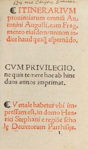 Cover of: Itinerarivm prouinciarum omniũ Antonini Augusti