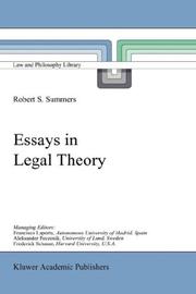Cover of: Essays in Legal Theory (Law and Philosophy Library) | R.S. Summers