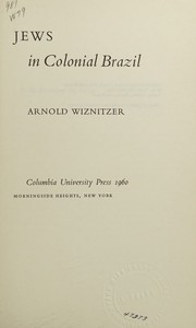 Cover of Jews in colonial Brazil by arnold wiznitzer